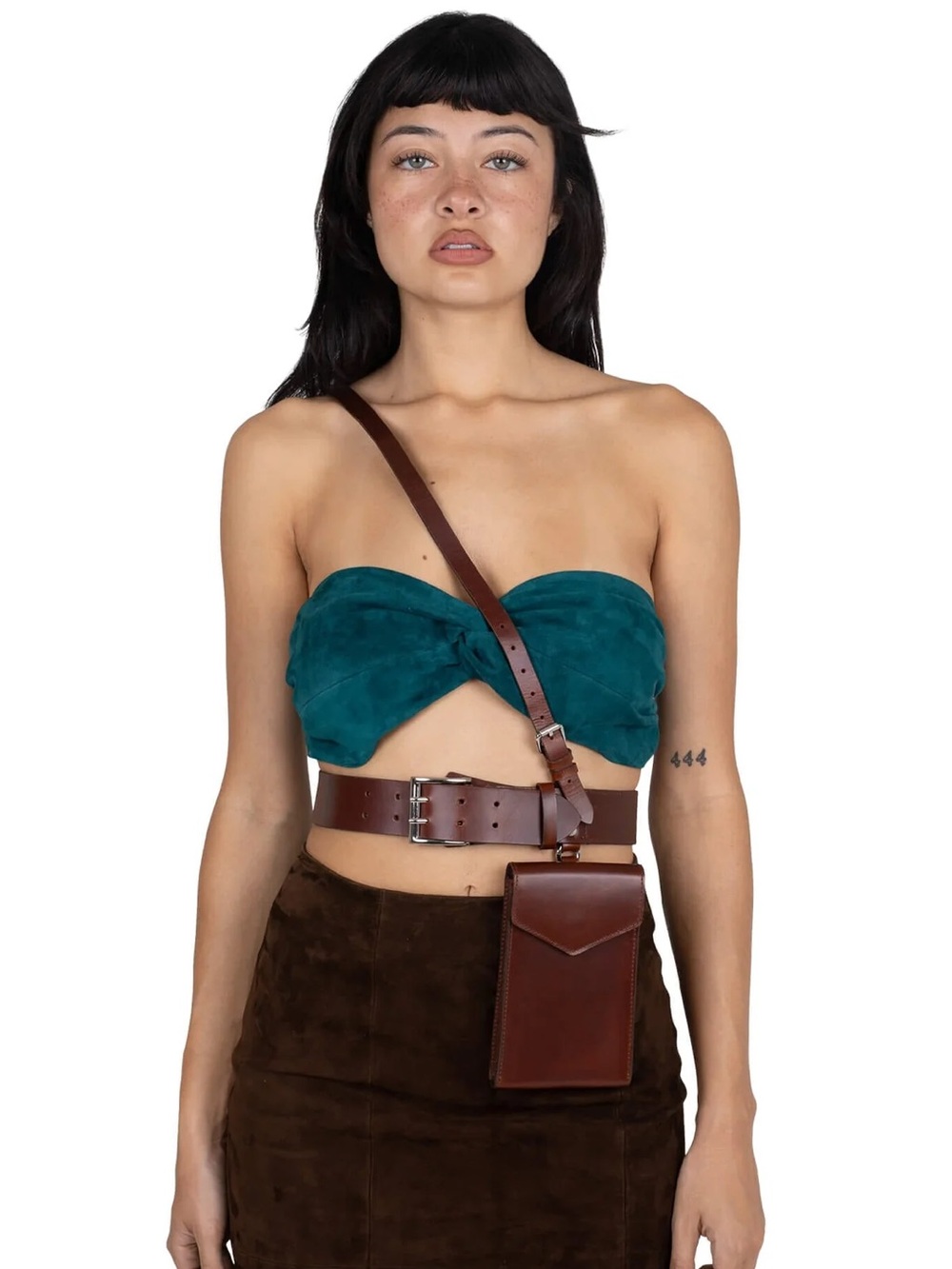 Jeffrey Campbell Brown Leather Belt and Pouch/Purse with Silver Hardware